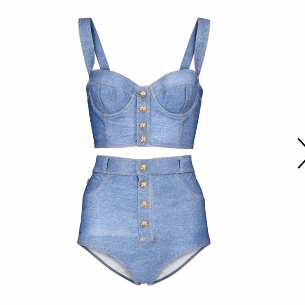 BALMAIN***Denim-Look Bikini Set***F40 US 8-10***$1150